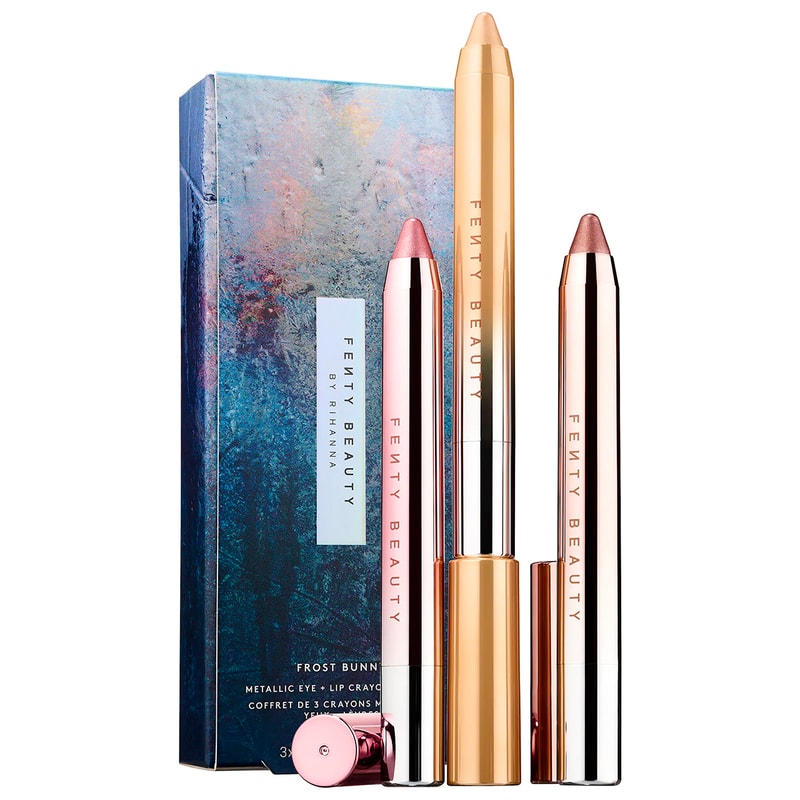 Rihanna Fenty Beauty Holiday 2018 Makeup Chillowt Metallic Eye Lip Crayon Frost Bunny Banana Frost Parka Princess Guava Mint