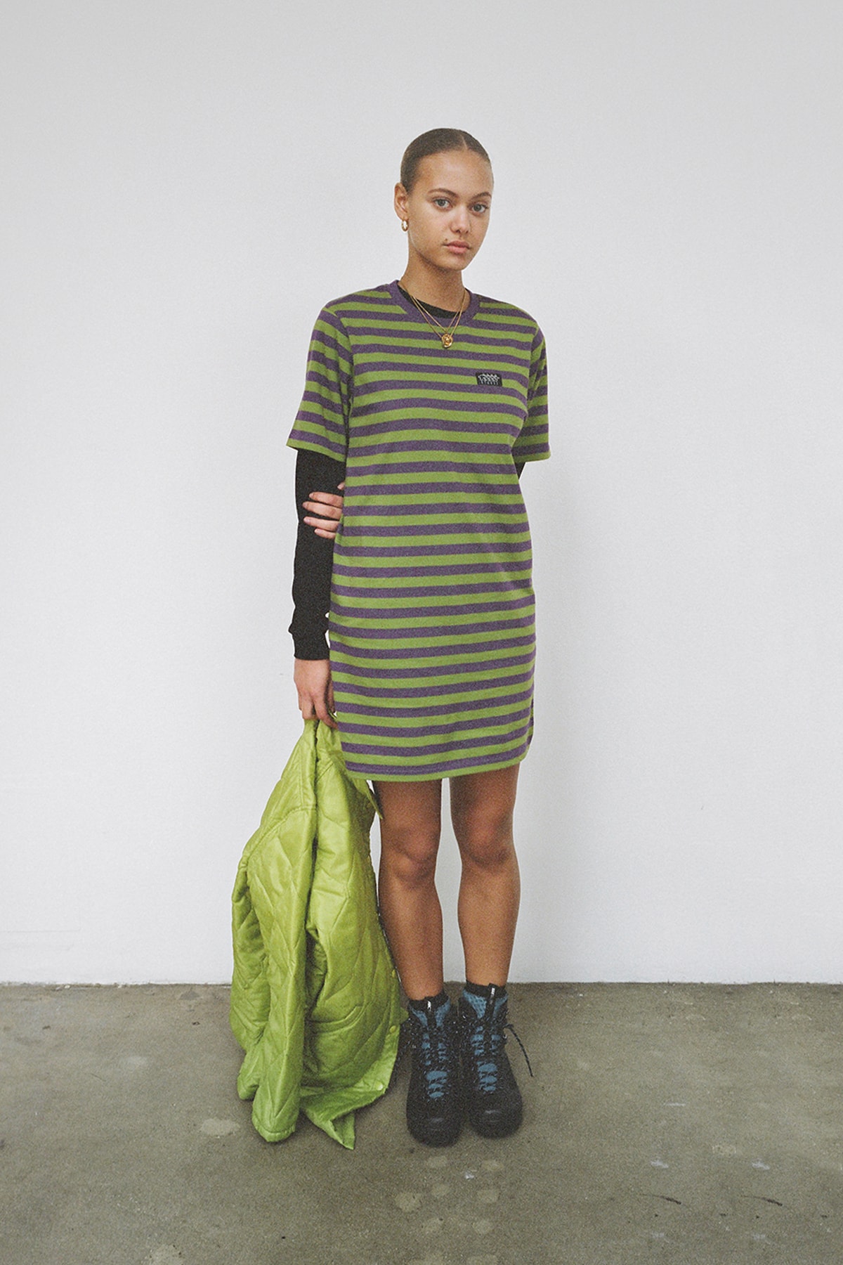 Stussy Women's Holiday 2018 Collection Lookbook T-shirt Dress Green Blue