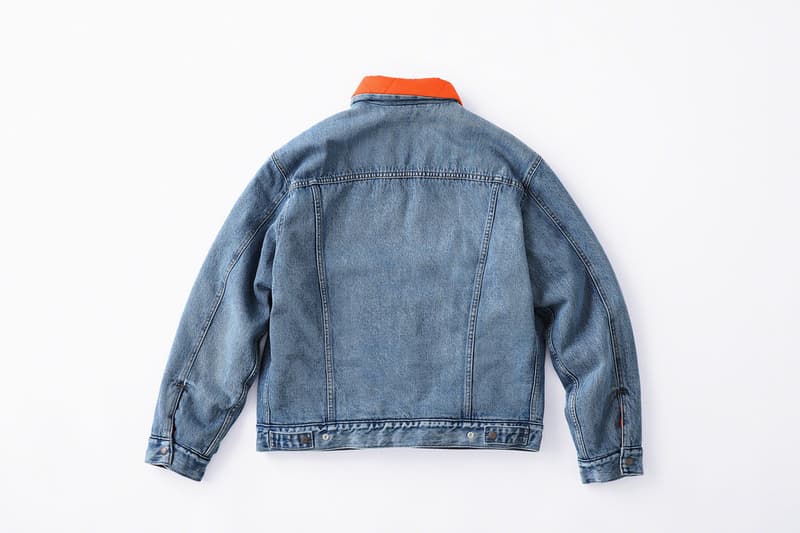 Supreme x Levi's Fall/Winter 2018 Collection Quilted Reversible Trucker Jacket Orange Indigo