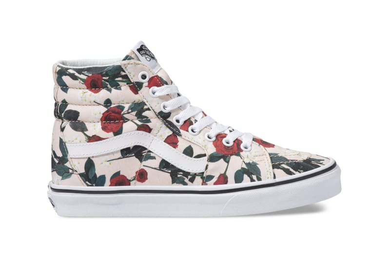 white high top vans with roses