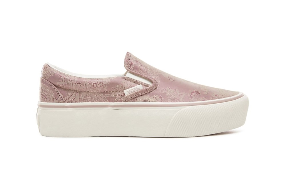 Vans Slip-On Platform Pink Mauve Paisley Satin Sneakers