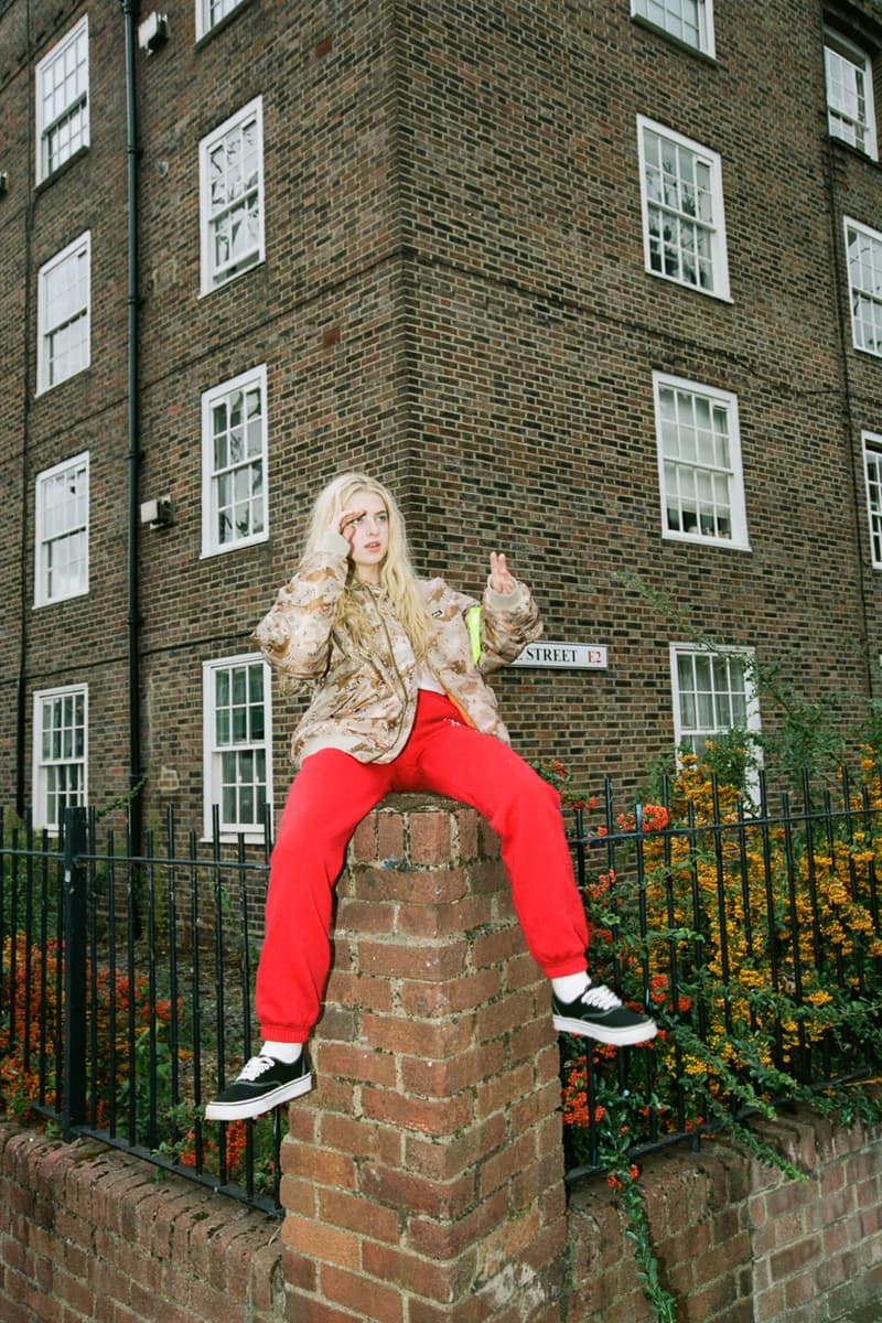 X-Girl Fall Winter 2018 Collection Anais Gallagher Campaign Jacket Brown Pants Red
