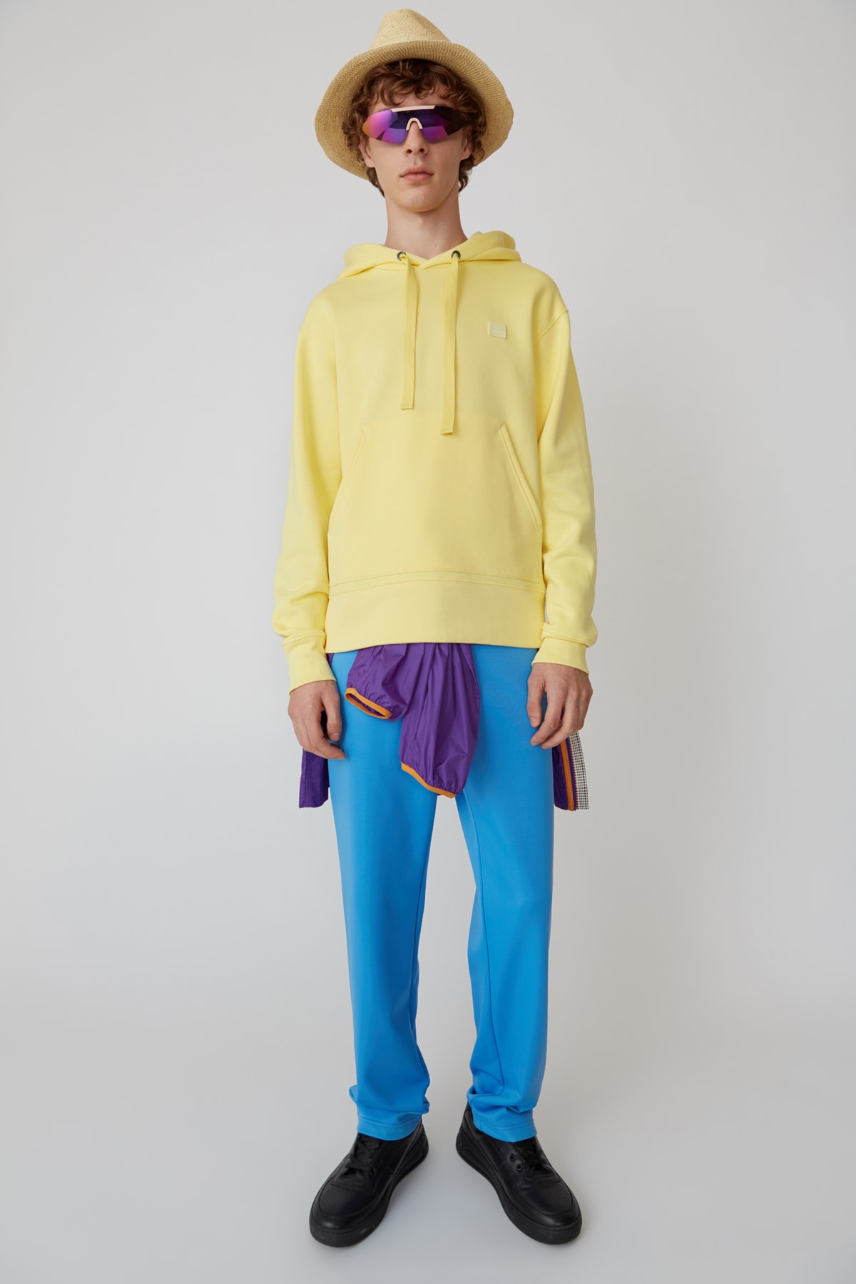 Acne Studios Spring/Summer 2019 Face Collection Hooded Sweatshirt Yellow Pants Blue