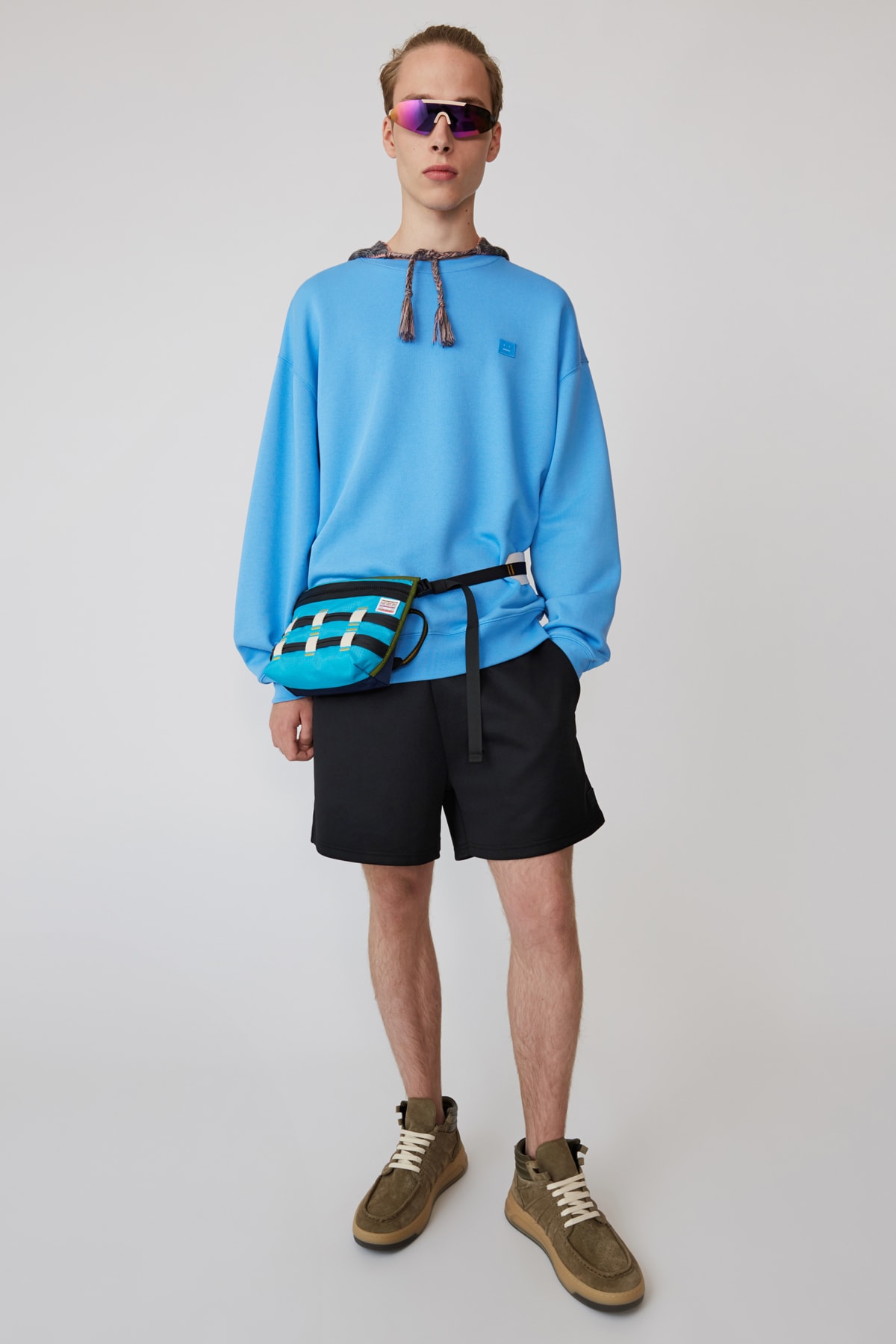 Acne Studios Spring/Summer 2019 Face Collection Sweatshirt Blue Shorts Black