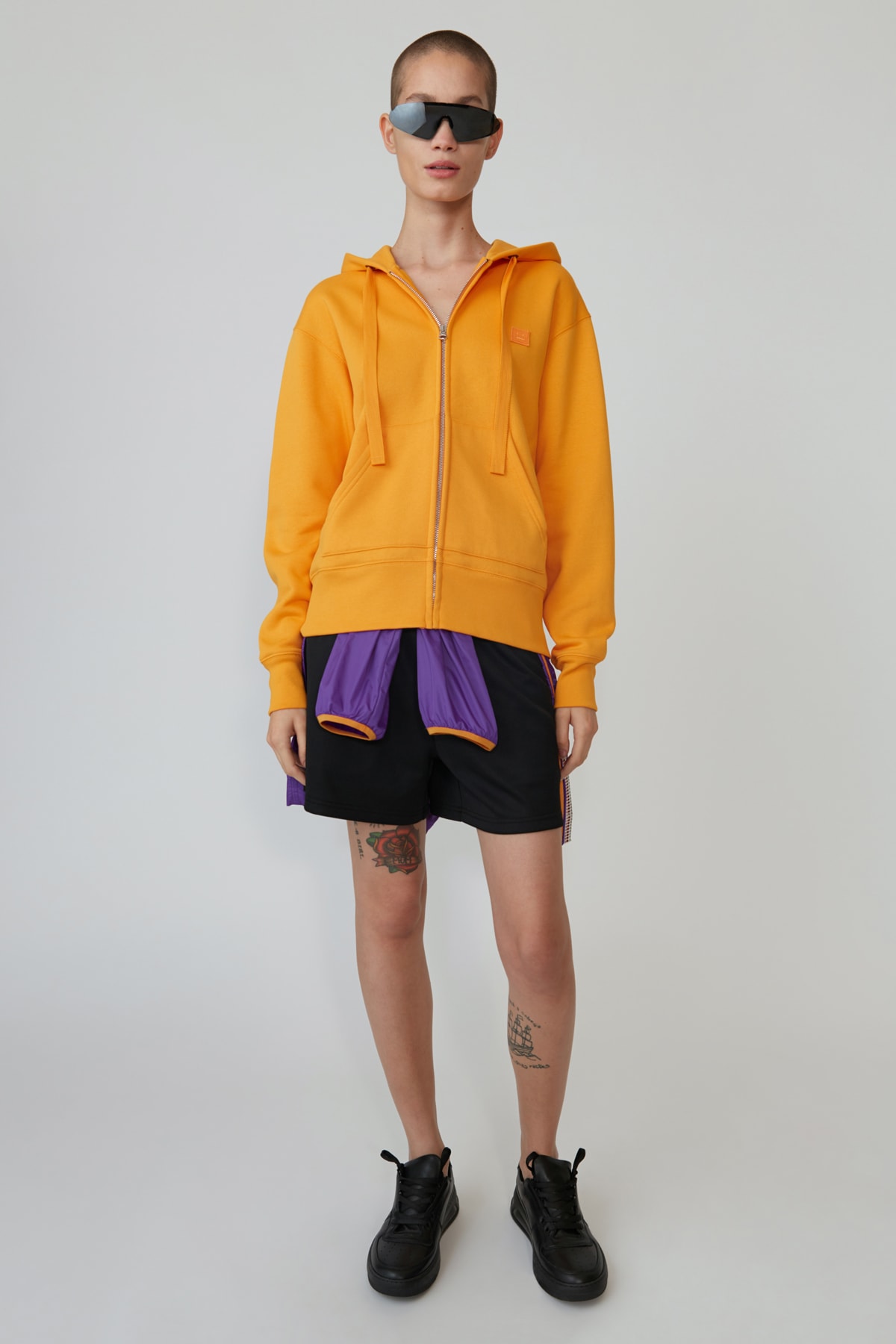 Acne Studios Spring/Summer 2019 Face Collection Hooded Sweatshirt Orange Shorts Black