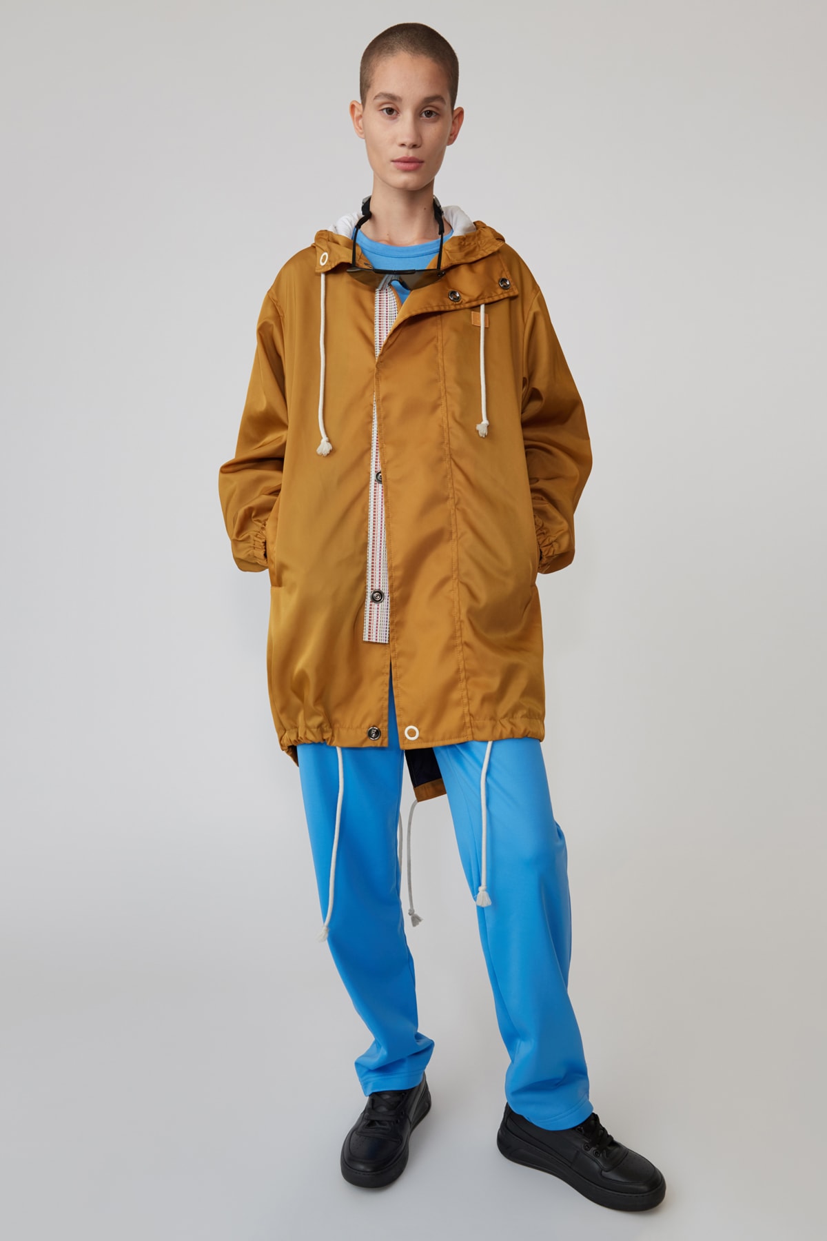 Acne Studios Spring/Summer 2019 Face Collection Hooded Jacket Brown Pants Blue