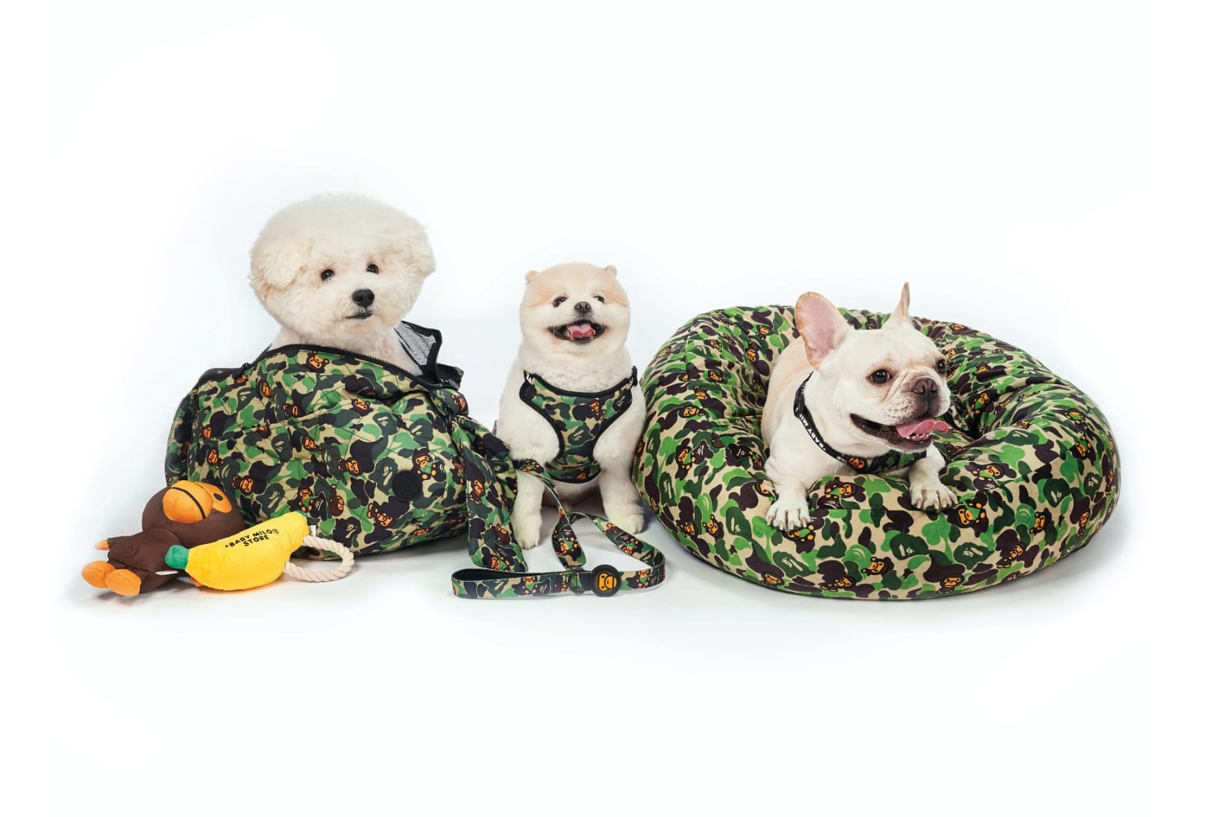 bape baby milo a bathing ape pet collection dog accessories bandana leash bed carry bag beanbag puppy