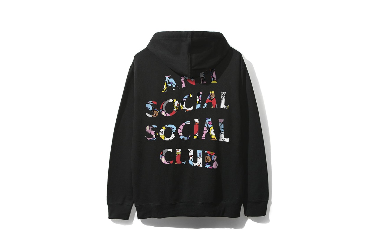 BTS BT21 x Anti Social Social Club Collection Hoodie Black
