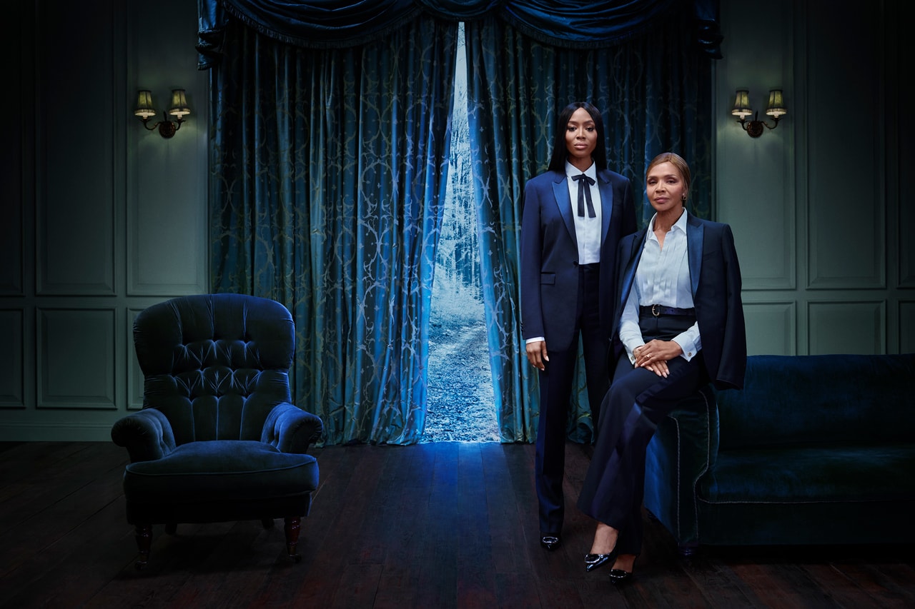 Burberry Holiday 2018 Campaign Naomi Campbell Valerie Morris Velvet Blazers Trousers Navy Tops Blue
