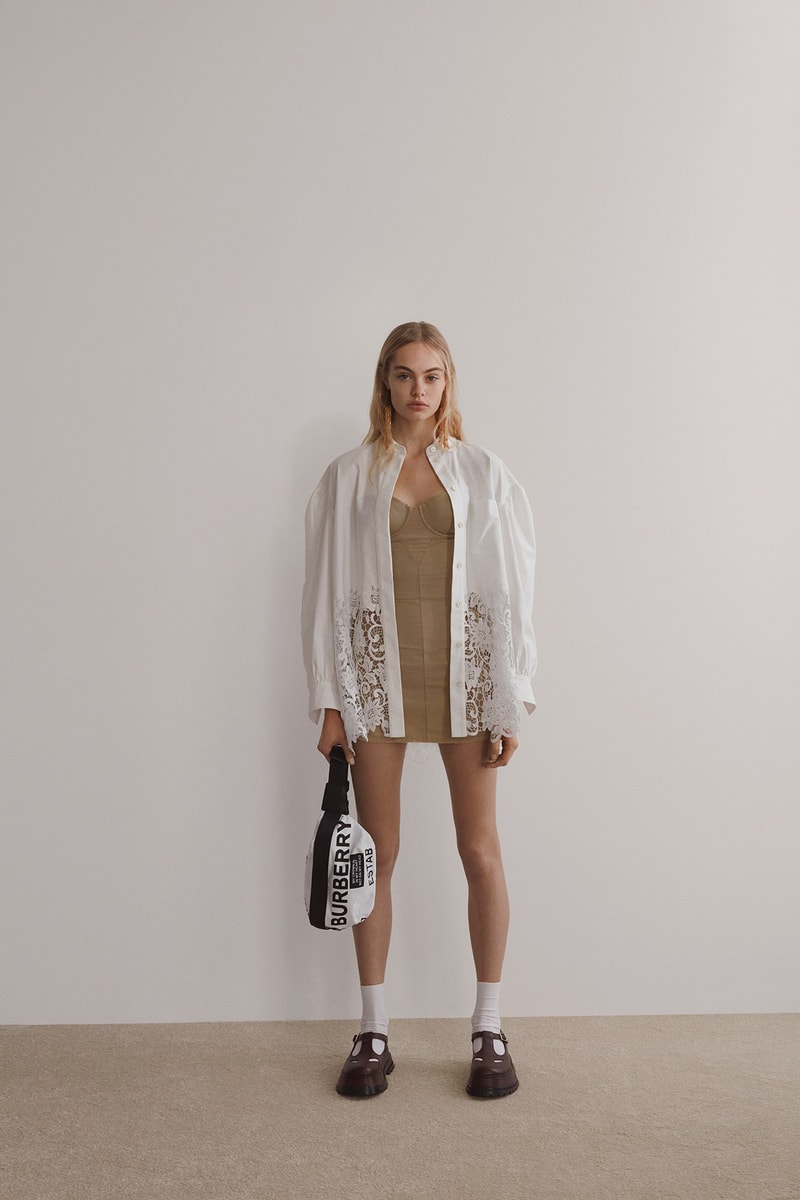 Burberry Riccardo Tisci Pre-Fall 2019 Collection Bustier Dress Tan Top White