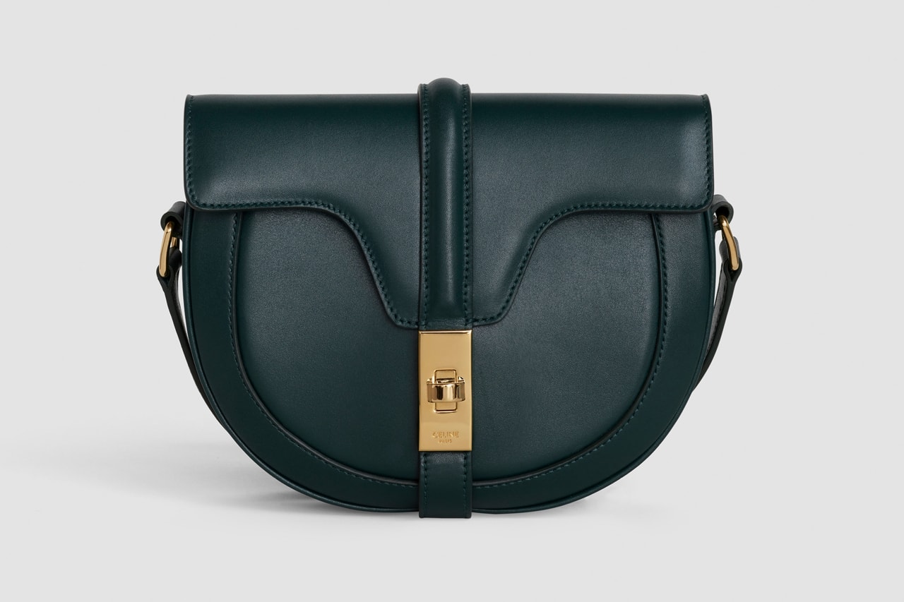 Celine Oval Shape Handbag Leather Amazone Green