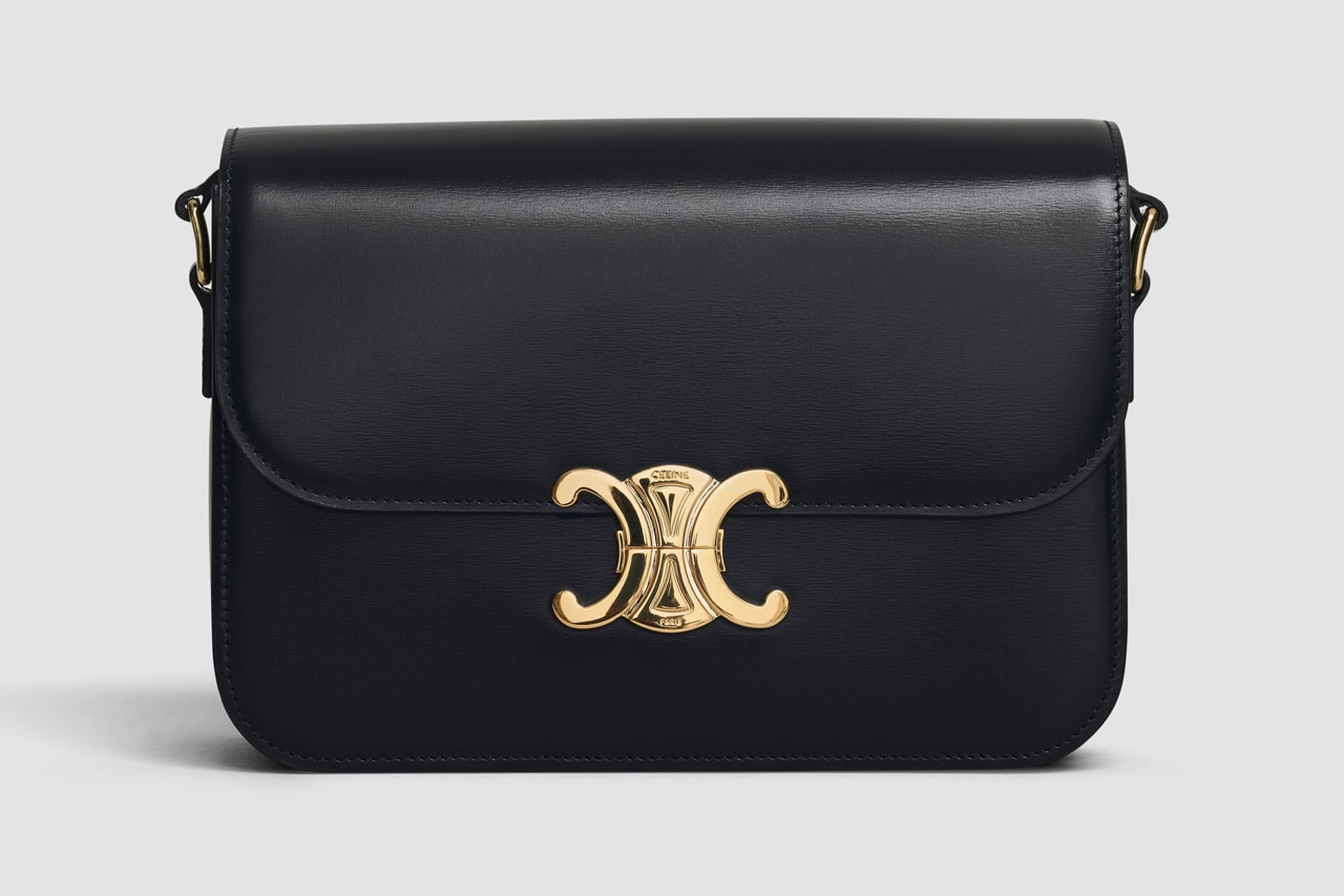 Celine Square CC Handbag Leather Black