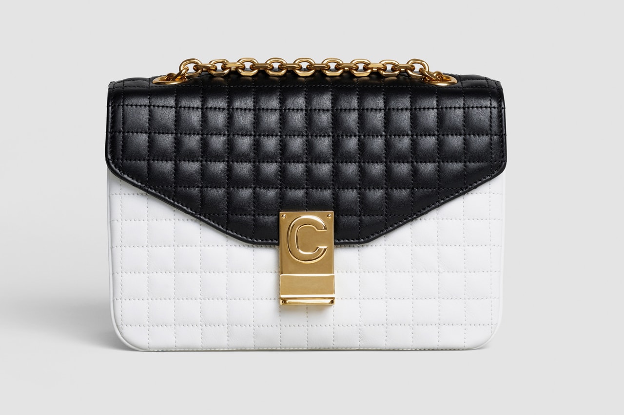 Celine Monogram C Leather Handbag Black White