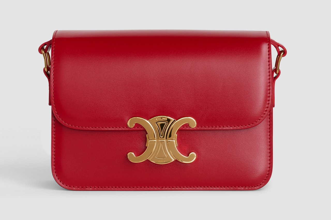 Celine Square CC Mini Handbag Leather Red