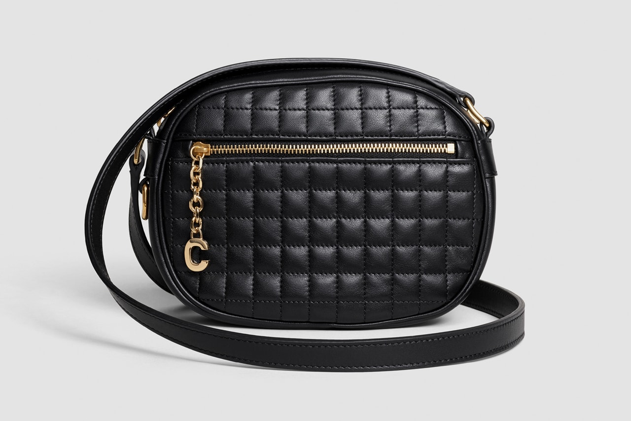 Celine Oval Patchwork Handbag Leather Black