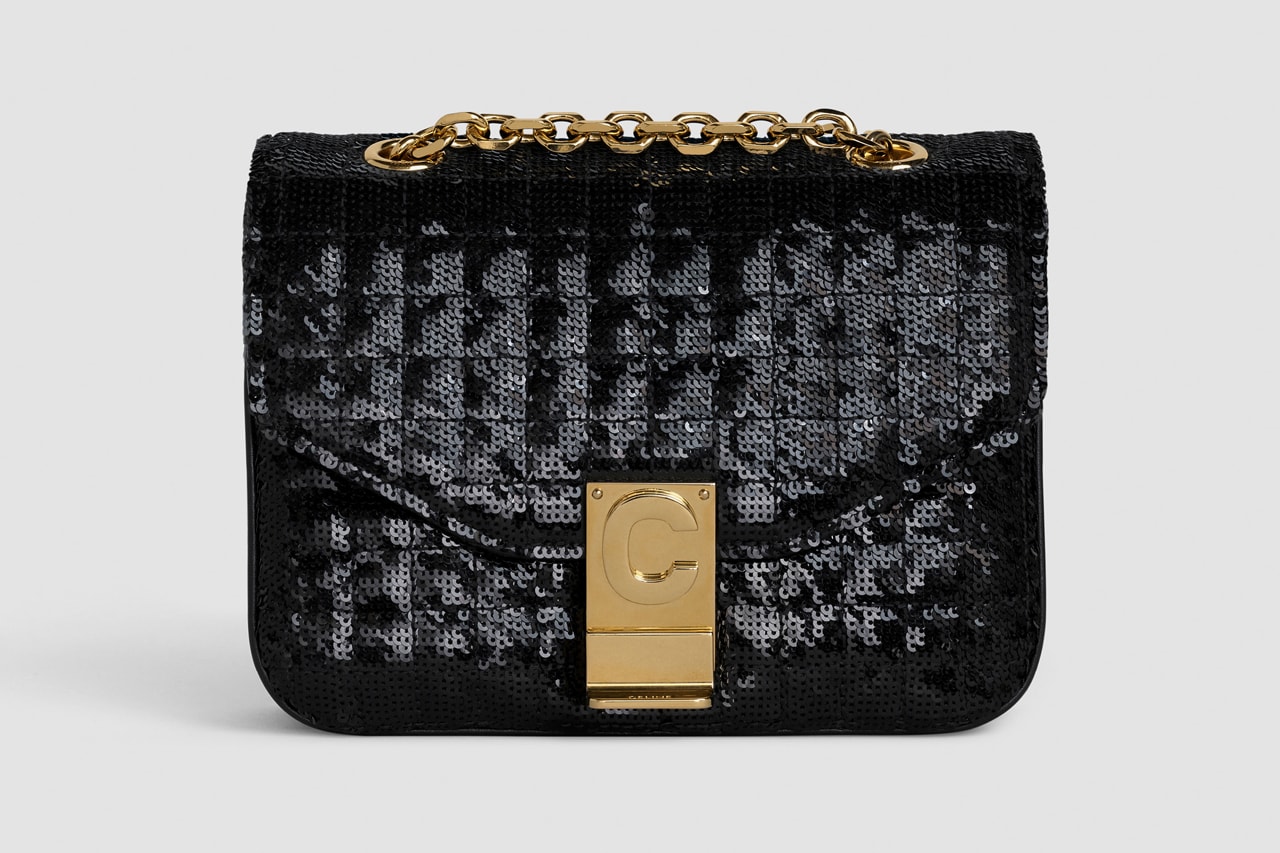 Celine Monogram C Mini Sequin Handbag Black