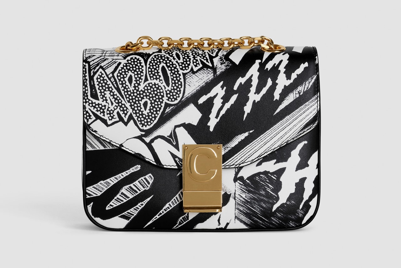 Celine Monogram C Leather Mini Graffiti Handbag Black White