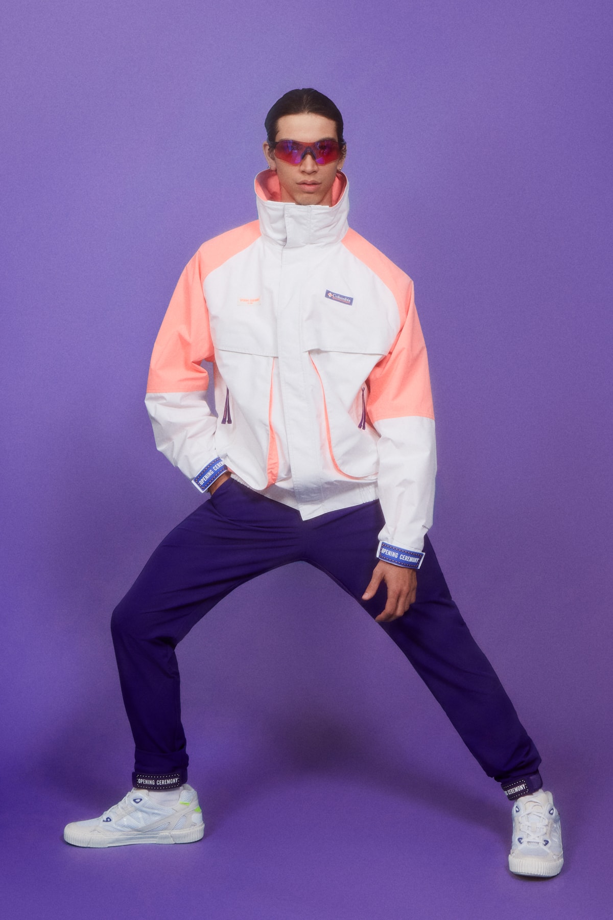 Columbia x Opening Ceremony Fall Winter 2018 Collection Jacket Orange White Pants Purple