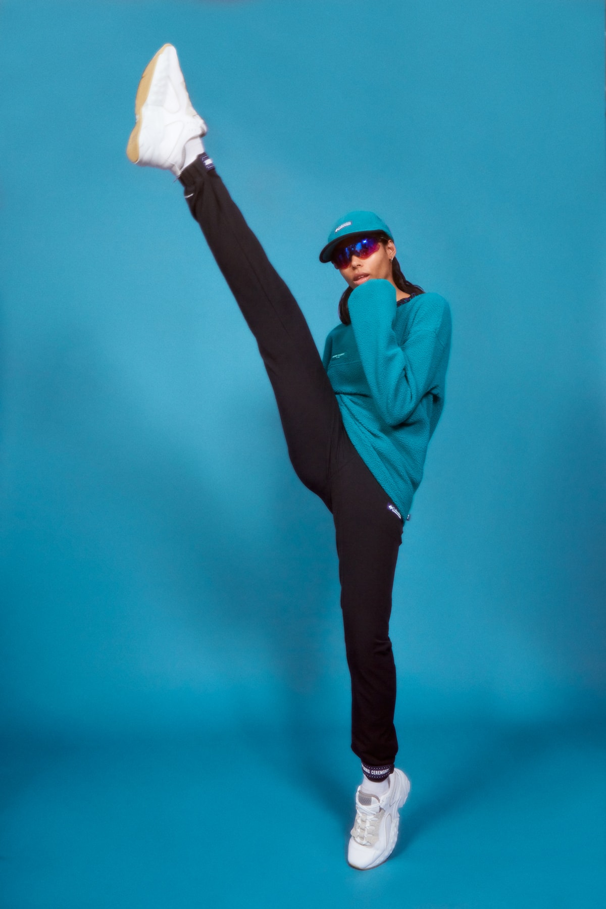Columbia x Opening Ceremony Fall Winter 2018 Collection Sweatshirt Teal Pants Black