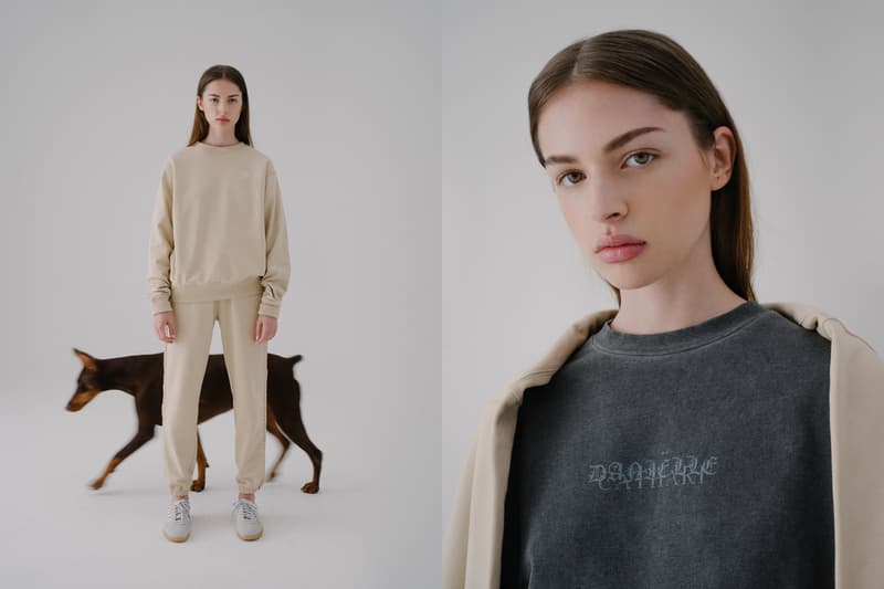 Danielle Cathari DC DROP1 Capsule Collection Sweatshirt Sweatpants Tan T-shirt Grey
