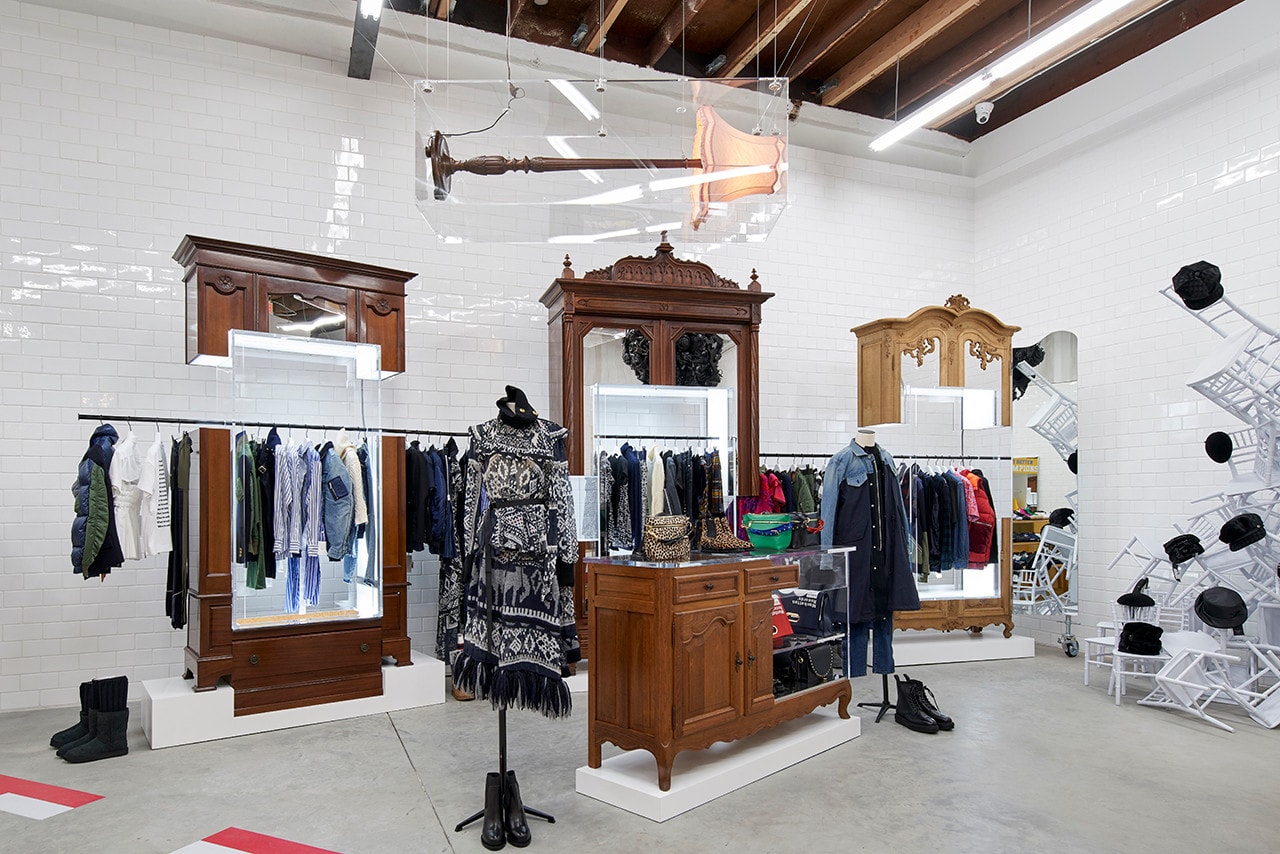 Inside Look at Dover Street Market Los Angeles Installation New Store Opening DSM LA Off-White Comme des Garcons Palace Stussy Maison Margiela Play 