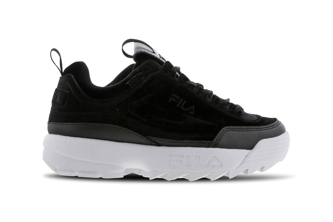 FILA Disruptor 2 Chunky Black Velour Trainers Sneakers