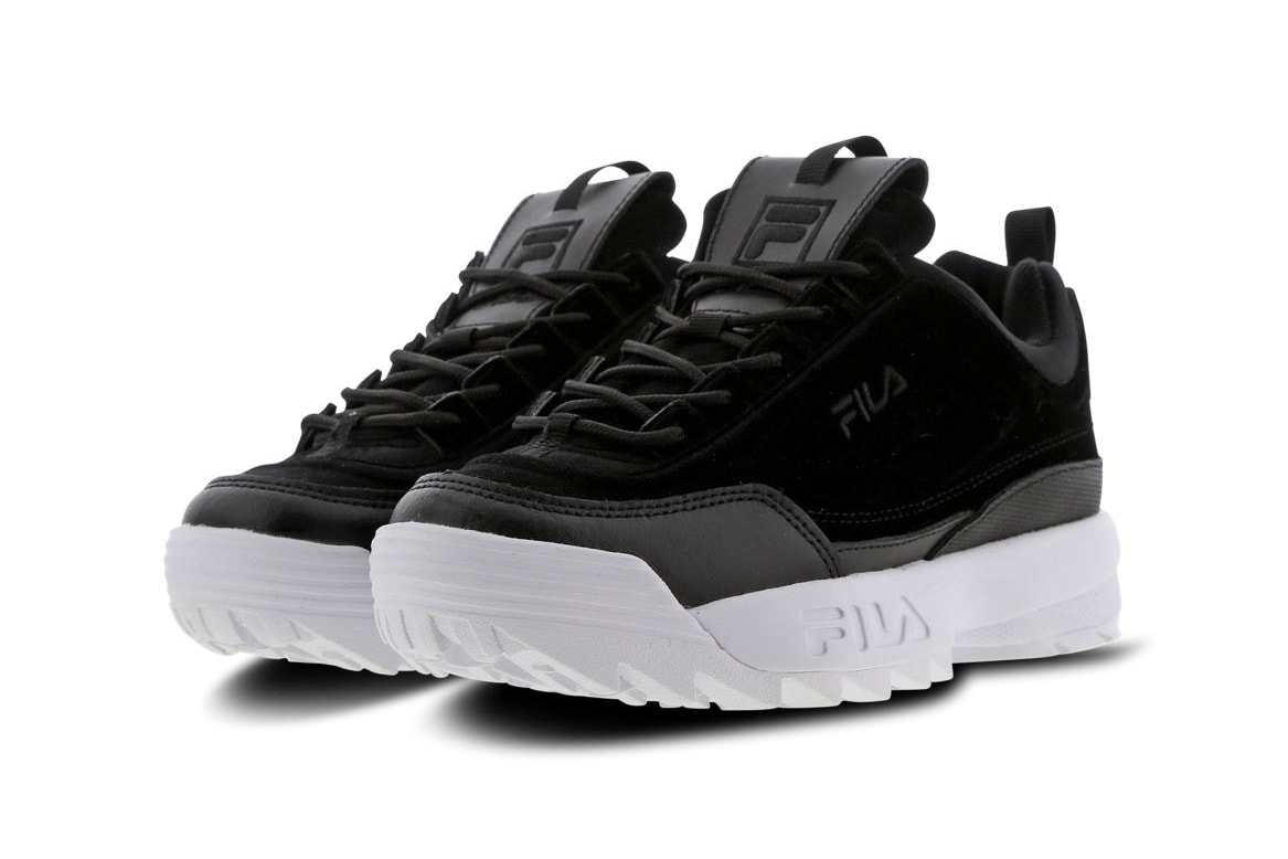 FILA Disruptor 2 Chunky Black Velour Trainers Sneakers