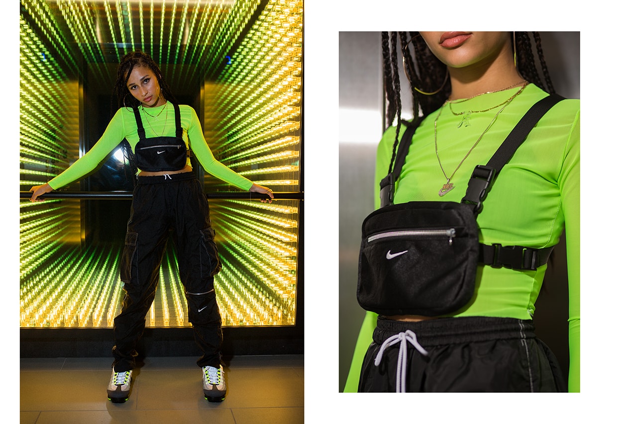 Frankie Collective Rework Chest Rig Nike Neon Green Top Black White Logo Elevator Lights the douglas