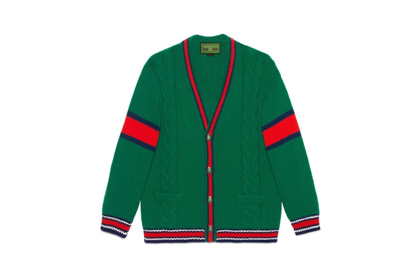 Gucci DIY Knitwear Unisex Wool Cardigan Green