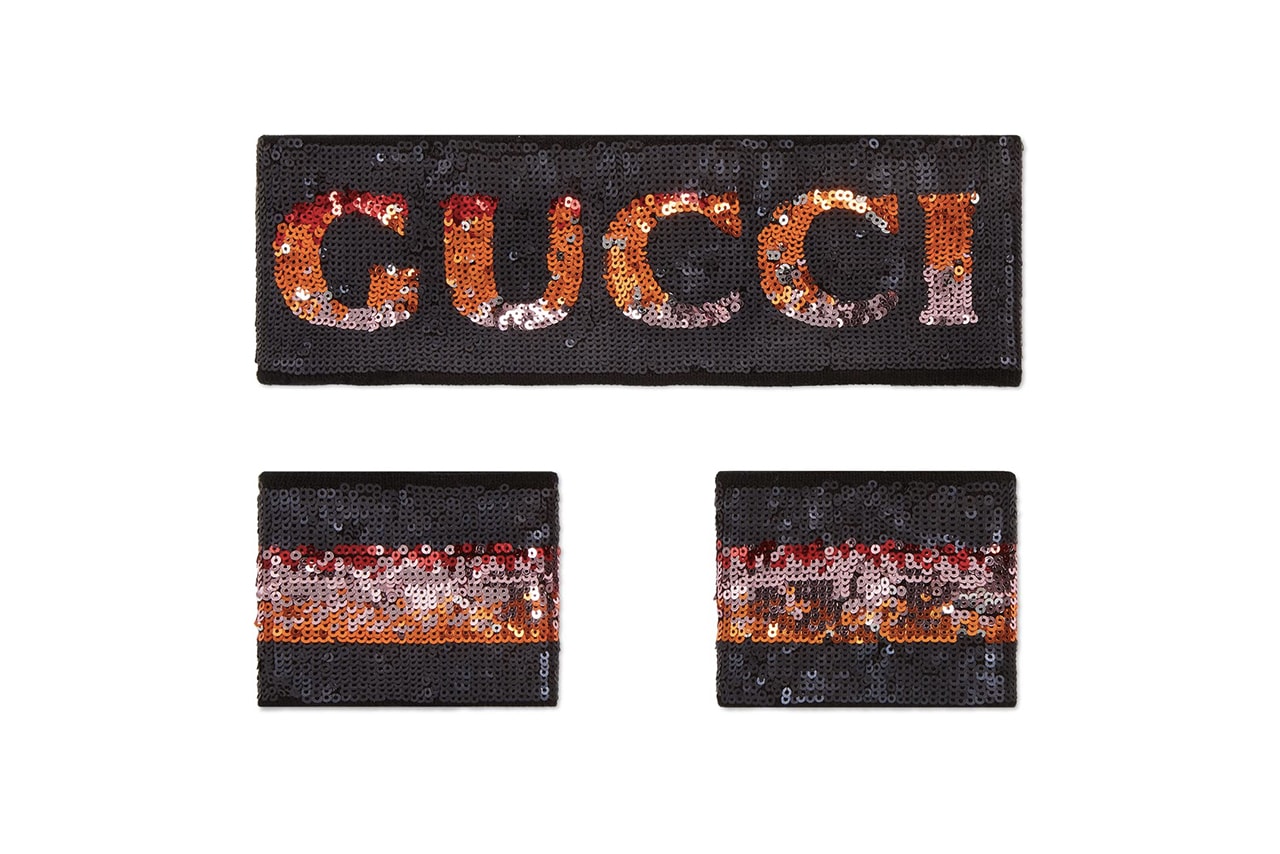 Gucci Sequin Logo Headband Wrist Cuff Set Wristband White Black