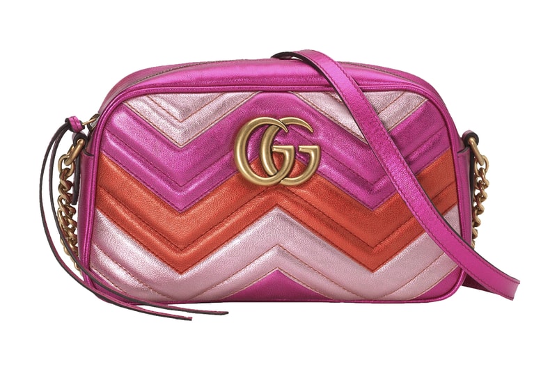 Gucci Metallic Pink Red Gradient Marmont Shoulder Bag