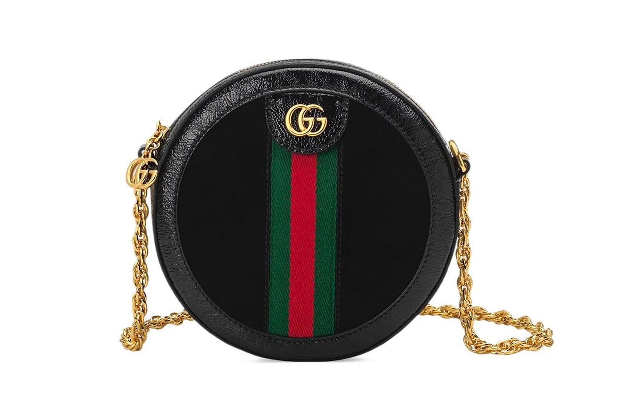 Gucci Ophidia GG Mini Round Circle Bag Black Red Green