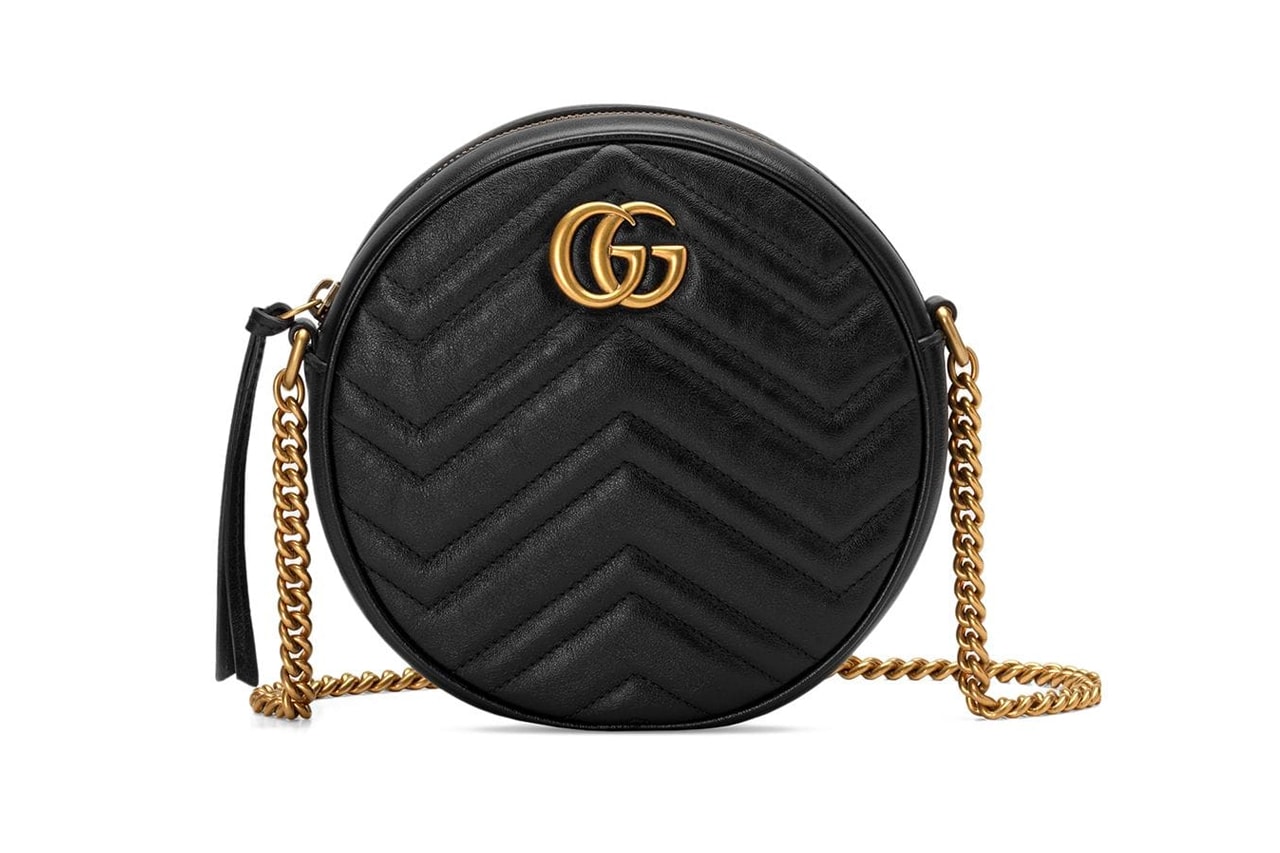 Gucci Marmont GG Mini Round Circle Bag Black Gold