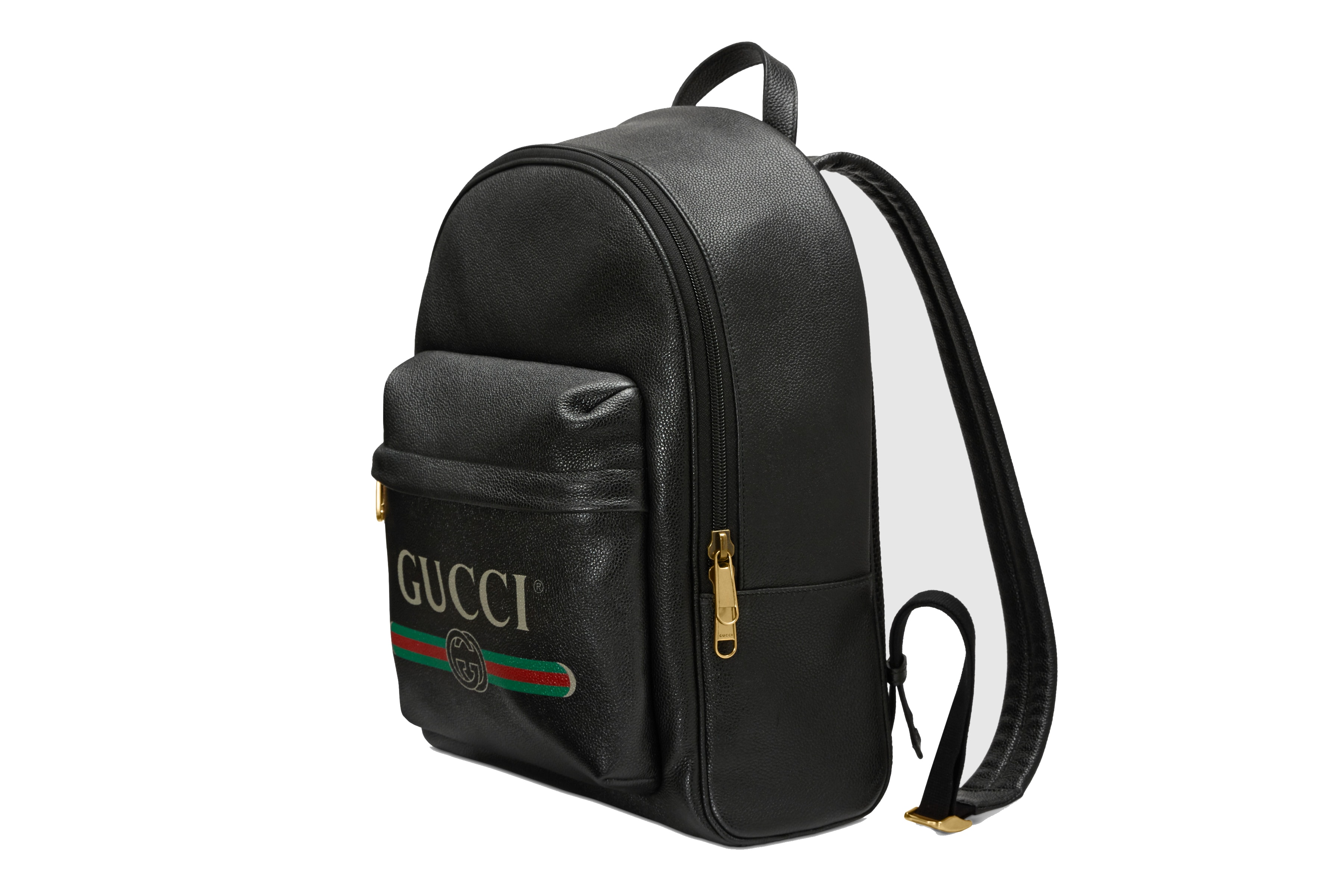 Gucci Vintage Logo Print Leather Backpack Black