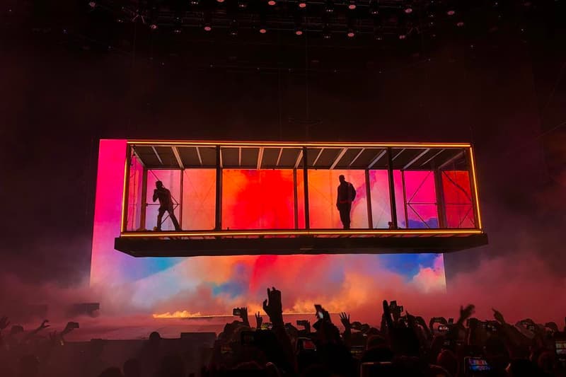 Kanye West Kid Cudi Camp Flog Gnaw Kids See Ghosts Stage Design Glass Box Suspending Rainbow Colors Lorde Tyler the Creator Concert 2018 November