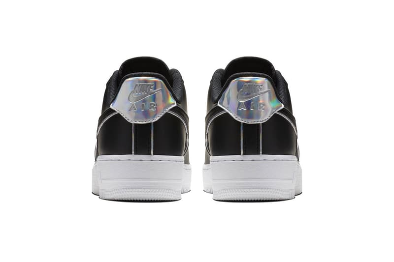 Nike Air Force 1 '07 LV8 Iridescent Silver Black Sneaker Shiny Shoe Detailing Fashion Metallic