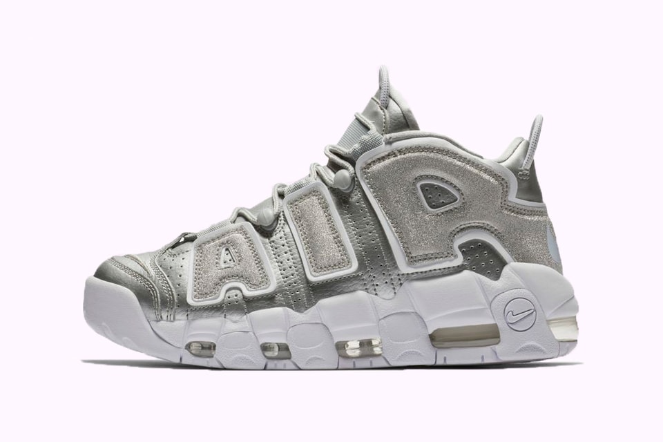 Nike uptempo metallic silver Clearance