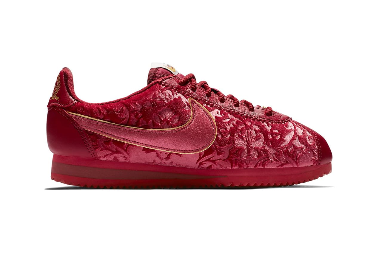 burgundy and gold nike cortez
