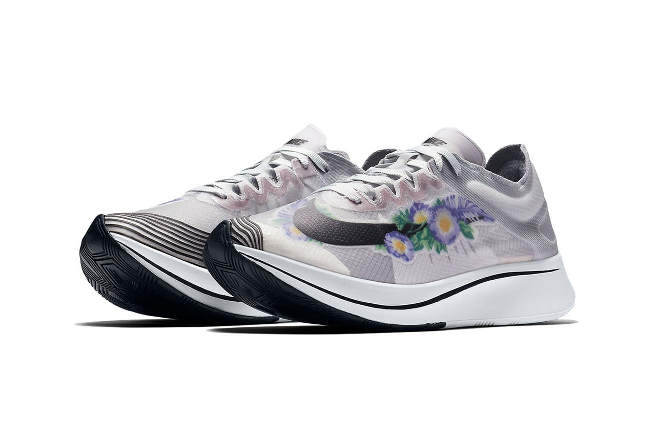 Nike Zoom Fly SP Arrives in Grey "Floral" Design Sneaker Running Shoe Trainer Sporty Upper Translucent 