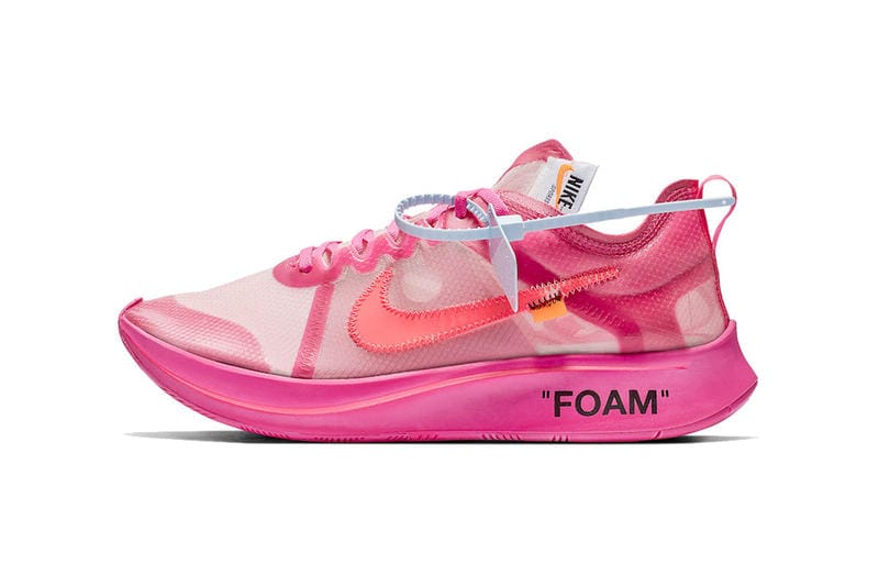 nike zoom fly off white tulip pink