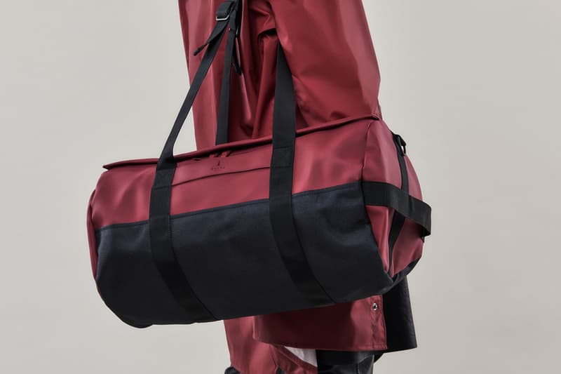 Rains Fall/Winter 2018 Campaign Long Jacket Duffle Bag Scarlet