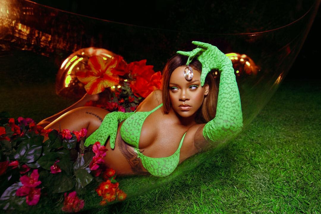 Rihanna Savage X Fenty Lingerie Bra Gloves Green