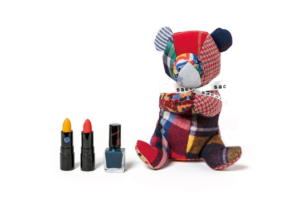 Sacai x Shiseido Lipstick Teddy Bear Makeup Case Rouge Rouge PICO Yellow Orange Nail Enamel Navy