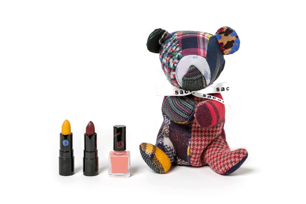 Sacai x Shiseido Lipstick Teddy Bear Makeup Case Rouge Rouge PICO Yellow Dark Red Nail Enamel Orange