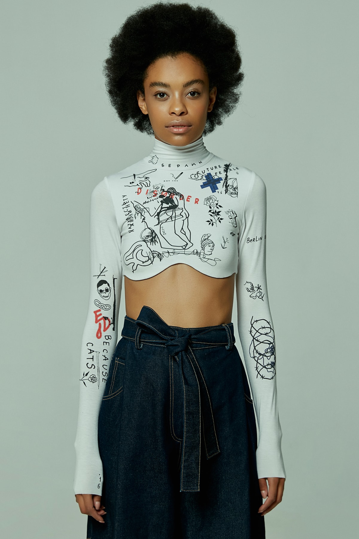 TATTOOSWEATERS Fall Winter 2018 Collection Lookbook Top-Bra With Long Sleeves White