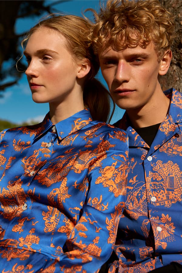 Wood Wood Spring Summer 2019 Lookbook Silk Shirts Blue Peach