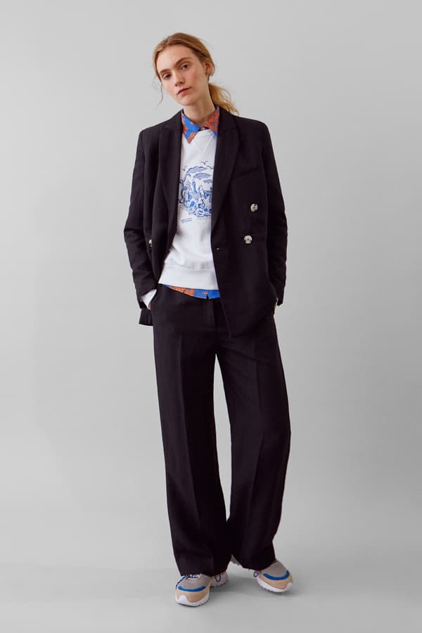 Wood Wood Spring Summer 2019 Lookbook Blazer Trousers Navy T-shirt White