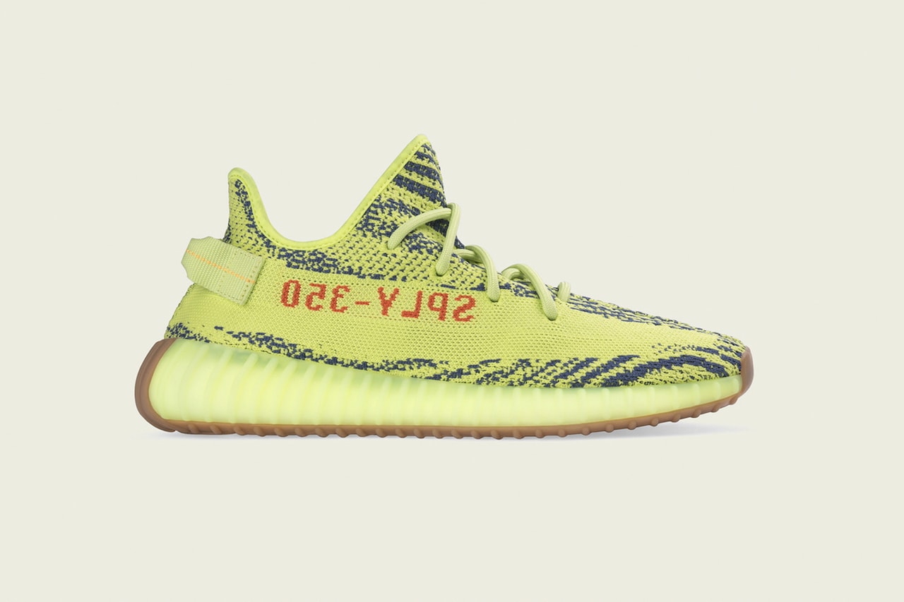 adidas YEEZY Boost V2 Semi-Frozen Yellow Re-Release Zebra Print Sneaker Shoe Kanye West