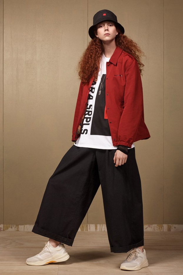 Zara SRPLS 2018 Collection Lookbook Jacket Red Pants Black Shirt White