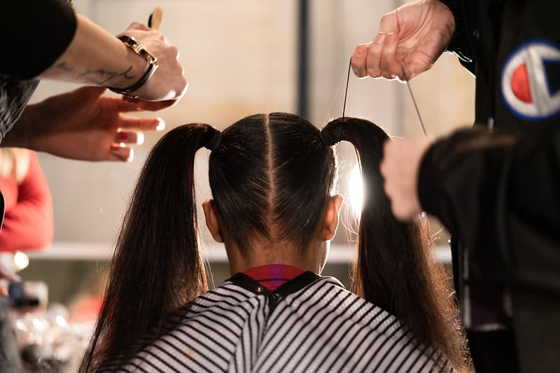 Alexander Wang December 2018 Runway Show Backstage Model Hair Pig Tails